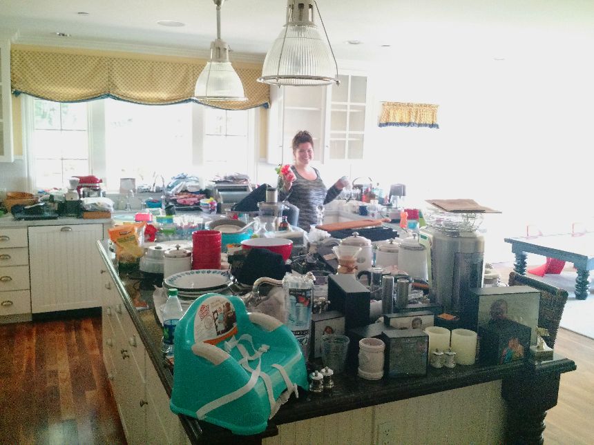 unpacking a large, messy kitchen