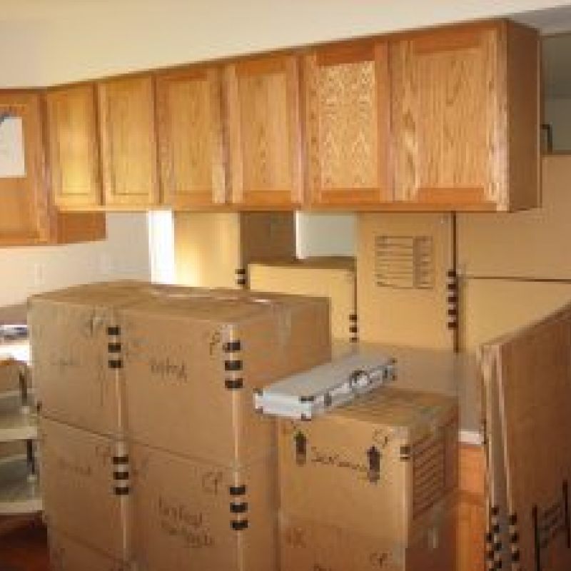 packed moving boxes in a kitchen