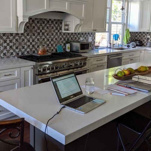 WFH desk situation in the kitchen