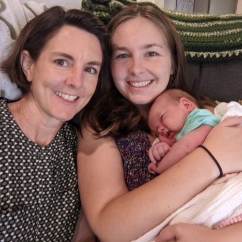 young mom and baby