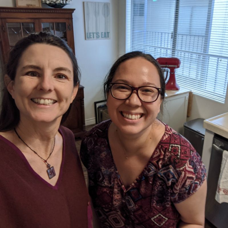 two women smiling