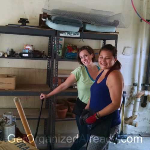 women in garage