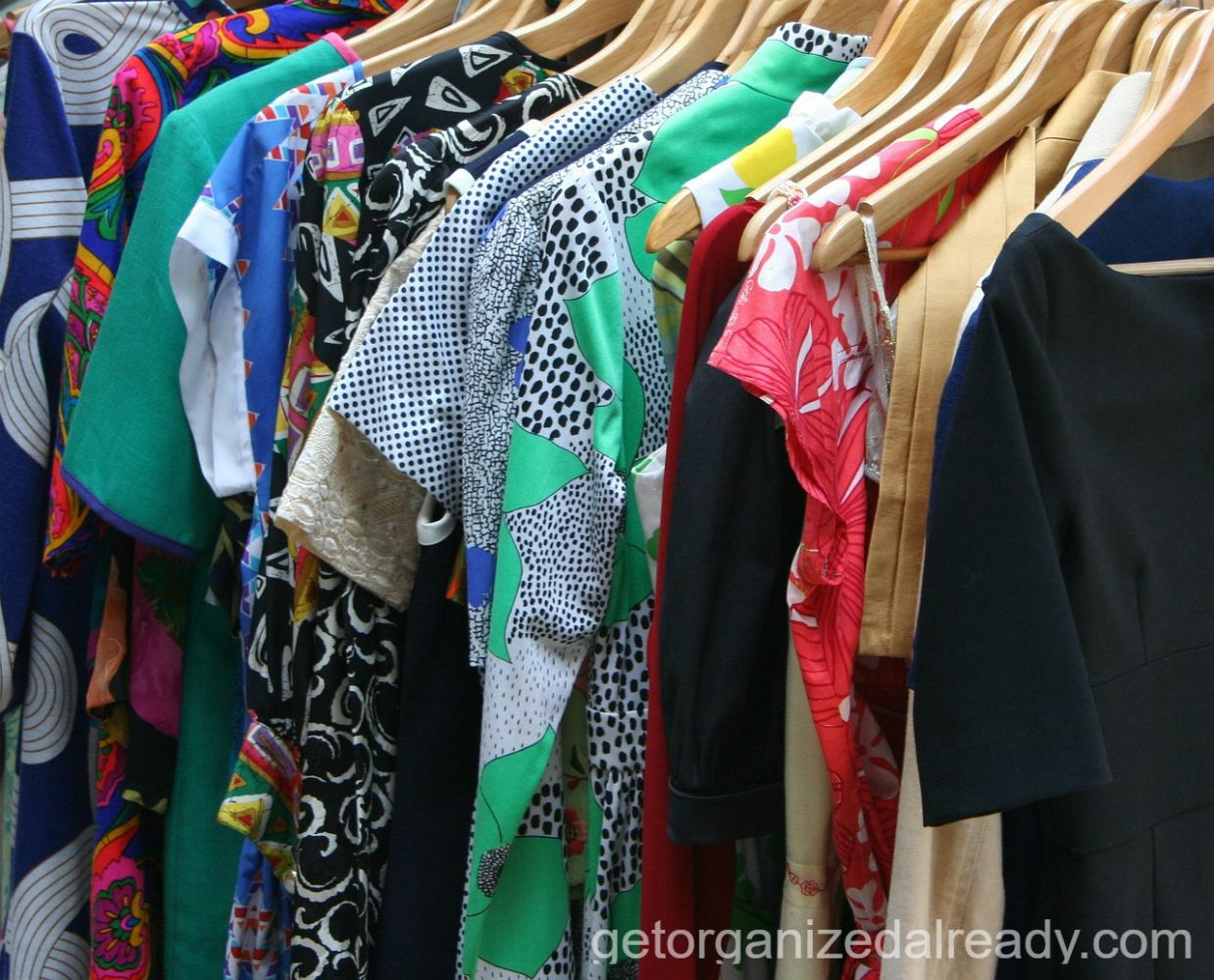 hanging clothes in closet